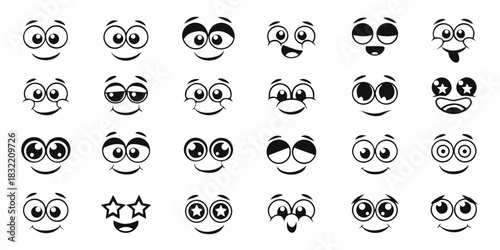 Collection of diverse cartoon face expressions and emotions