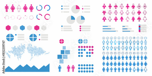 Diverse infographic elements for data visualization and presentation