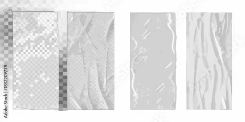 Transparent plastic wrap textures with crinkled effects