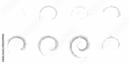 Abstract spiral forms in grayscale and white