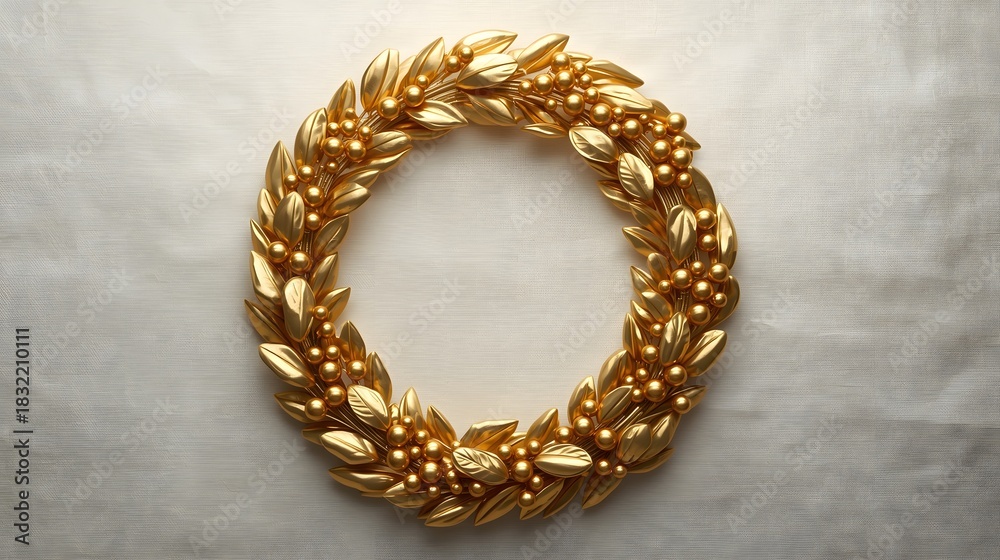 Obraz premium Golden laurel wreath object