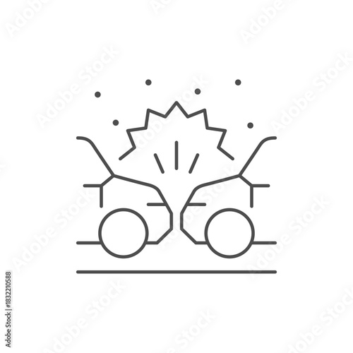 Car accident line outline icon