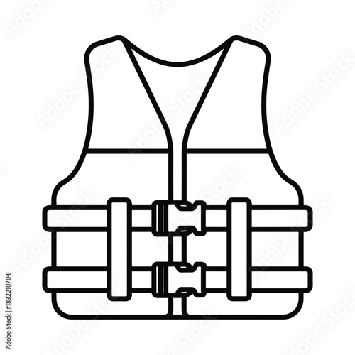 Simple outline illustration of a personal flotation device or life vest for water safety