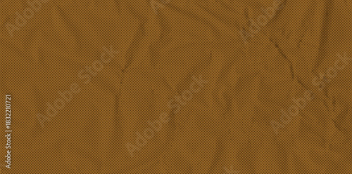 Halftone 8 bit paper texture featuring retro comic collage and brown folded crumpled surface. Old magazine vector background ideal for punk or glitch poster artwork.