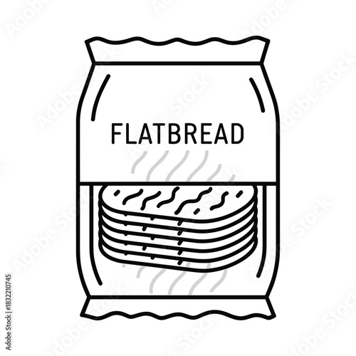 Simple line art illustration of a package of flatbread with stacked rounds inside