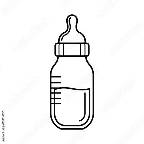 Simple outline drawing of a baby bottle filled with liquid