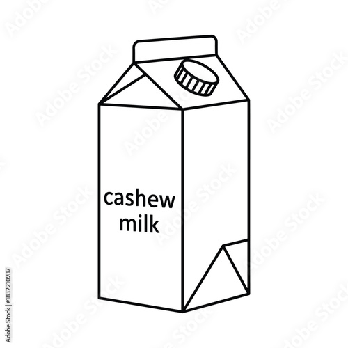 Simple line drawing of a carton of cashew milk with a cap