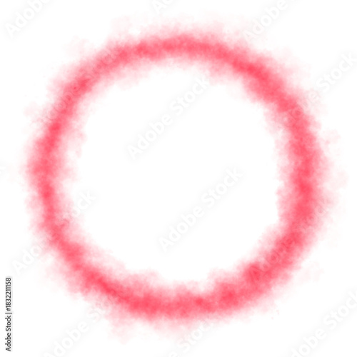 Fiery glowing red smoke circle ring frame with soft vapor texture and transparent background isolated abstract illustration