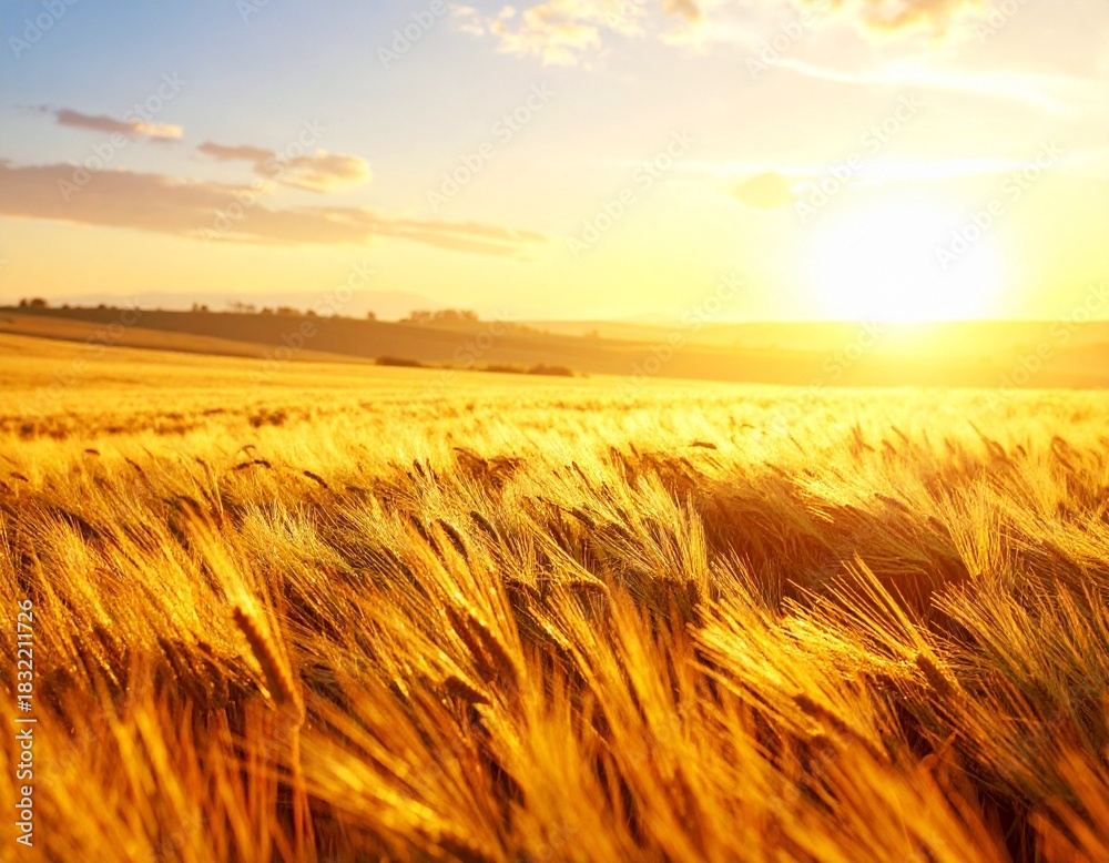 Obraz premium wheat field at sunset