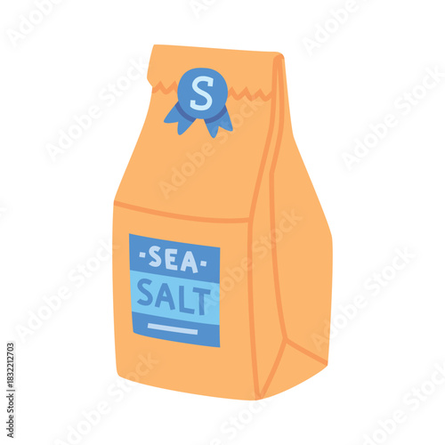 Sea Salt in Blue Used in Culinary Vector Illustration