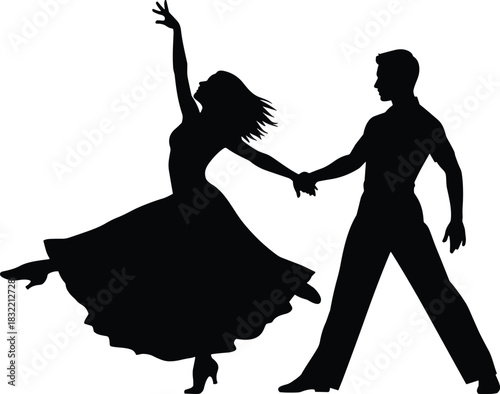 Silhouette, dancers, couple, dance, performance, elegance, movement, black, art, pose, grace, connection, man, woman, dramatic, stylish, expressive, romantic, energy, motion