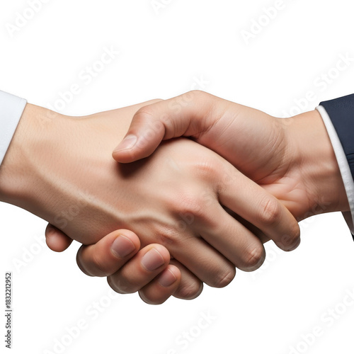 Two hands shaking in agreement isolated on transparent background