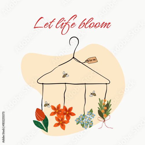 Flower Hanger with Bees. Macramé Plant Display