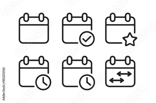 Calendar icons representing dates events time and scheduling options