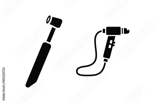 Alternate Otoscope Design Silhouette Icon Collection on White Background
