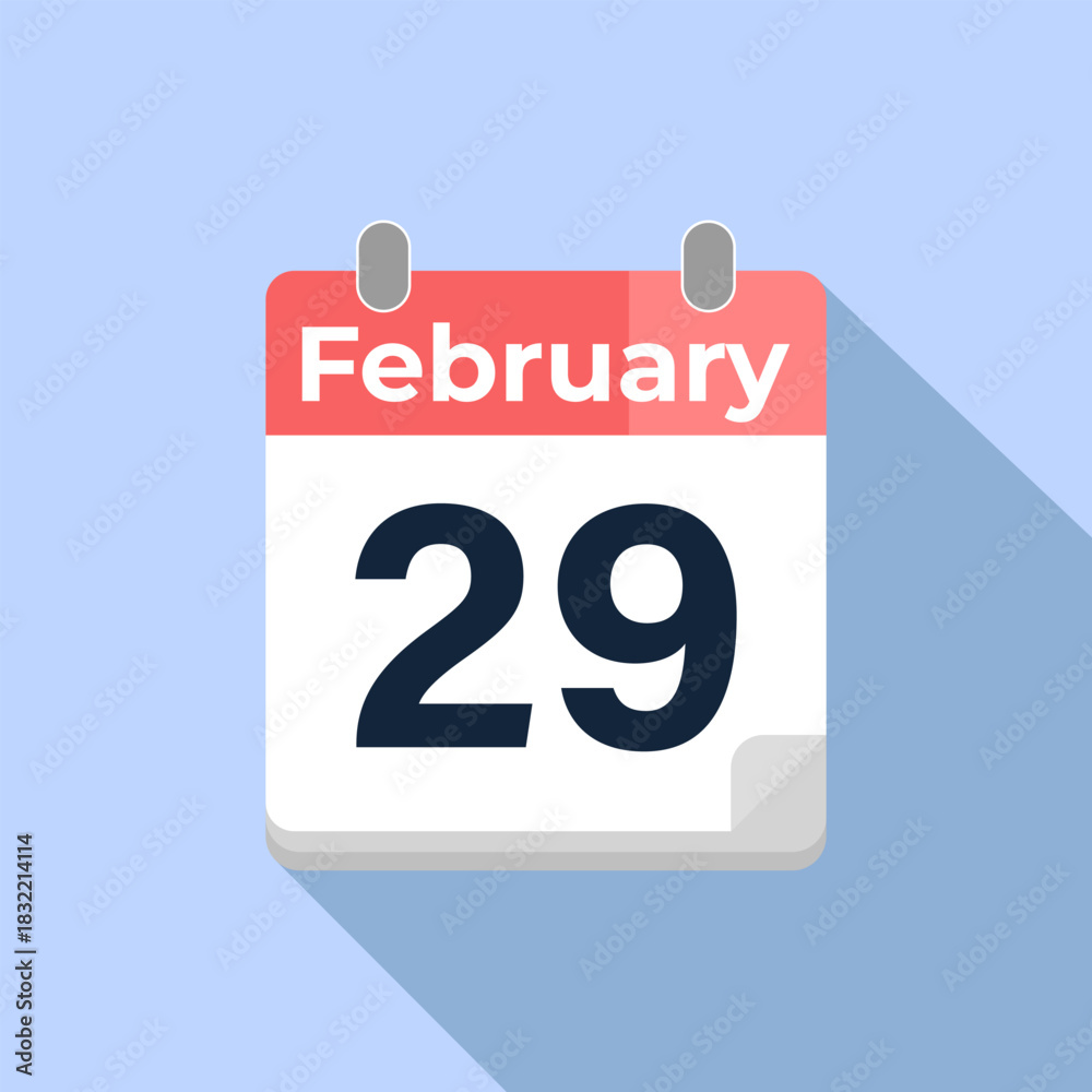 Fototapeta premium February 29 Vector Calendar Modern flat color vector calendar with date