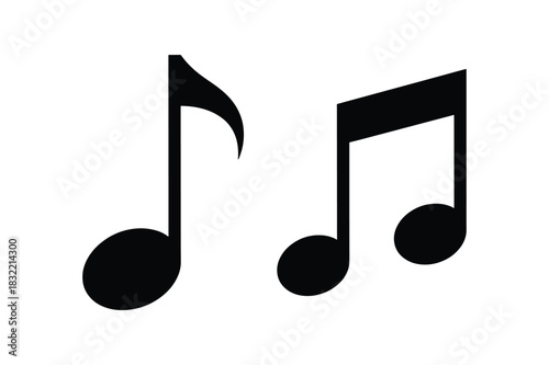 Music Note Silhouette Icon Collection on White Background