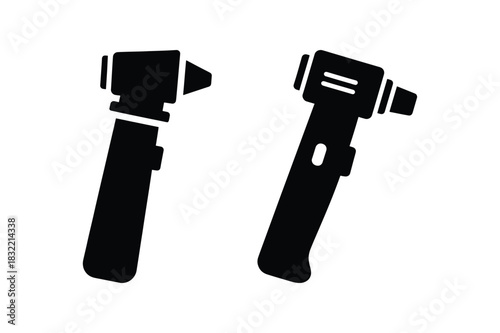 Otoscope Silhouette Icon Collection on White Background