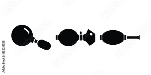 Spirometer Silhouette Icon Set on White Background