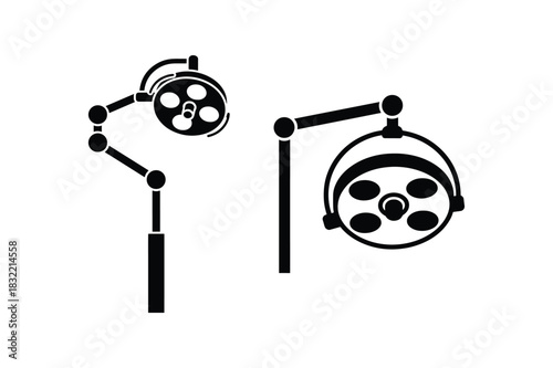 Surgical Light Silhouette Icon Collection on White Background