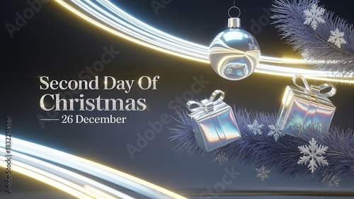 VECTORS. Editable banner for Boxing Day, celebrated as a second Christmas Day.