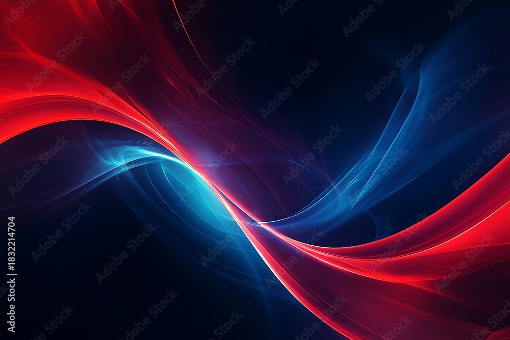 Naklejka premium Abstract red and blue smoke swirls against a dark background, ideal for and creative design projects.