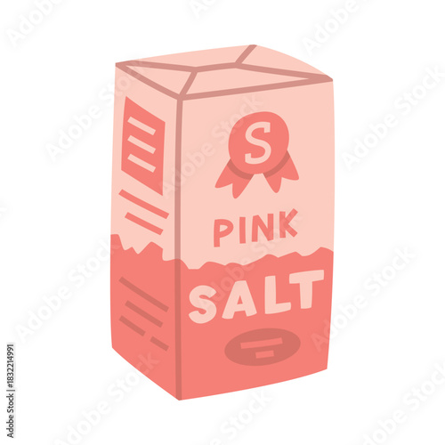 Pink Salt in Package Used in Culinary Vector Illustration