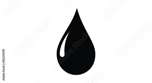 A striking black teardrop shape against a white background a simple form silhouette