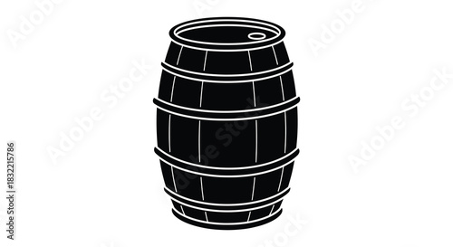 a simple black and white illustration of a wooden barrel a classic storage container silhouette