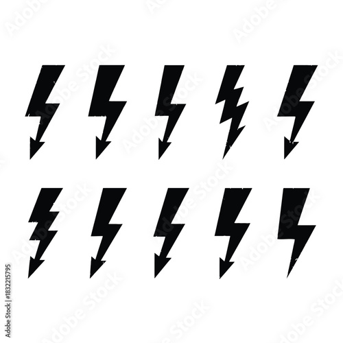 A collection of black lightning bolt symbols arranged in a grid pattern