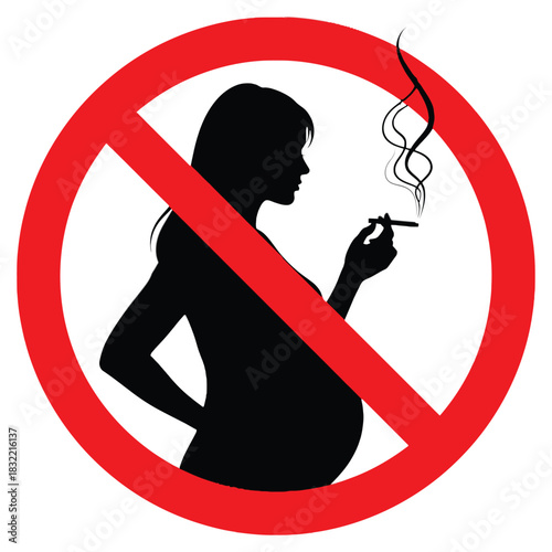 No smoking during pregnancy silhouette of a pregnant woman with a cigarette