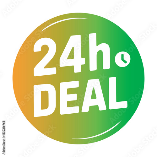 24h deal sale promotion icon isolated on white background with gradient