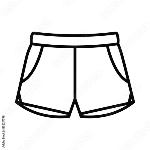 Simple outline drawing of comfortable athletic shorts with pockets