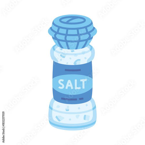 Salt in Glass Shaker Used in Culinary Vector Illustration