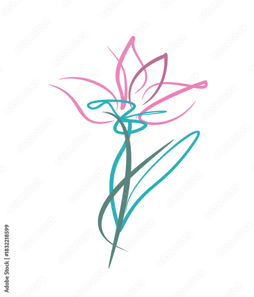 Obraz premium Stylized flower logo. Spring flower color icon. Bloom in spring, Women's Day, March 8th.