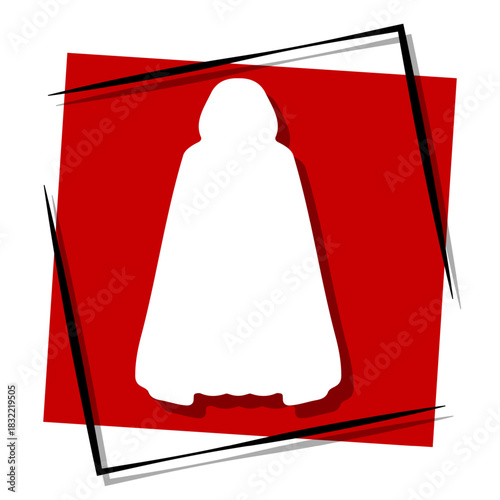 dark robes, red banner in a frame. Vector illustration on a white background.