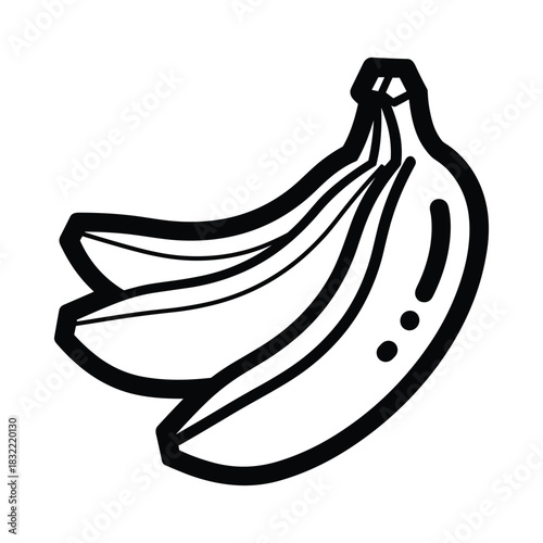 Canvastavla Hand drawn sketch of a bunch of bananas in black and white outline style