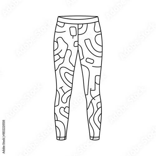 Abstract line art patterned leggings fashion illustration