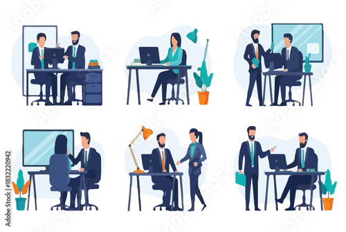 Modern workplace collaboration and teamwork scenes