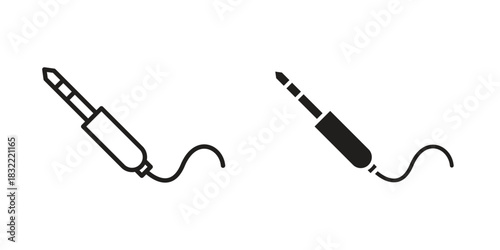 Audio jack icon symbol. Classic flat and linr style