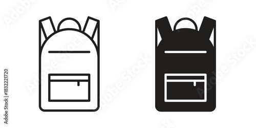 Backpack icon symbol. Classic flat and linr style