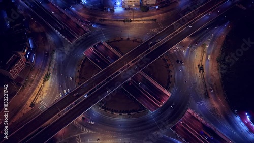 Expressway, Self-driving autonomous electric cars of the future with elements move along a busy traffic intersection. Artificial Intelligence, Car Scan, GPS Tracking, Smart Roads, IoT, highway	