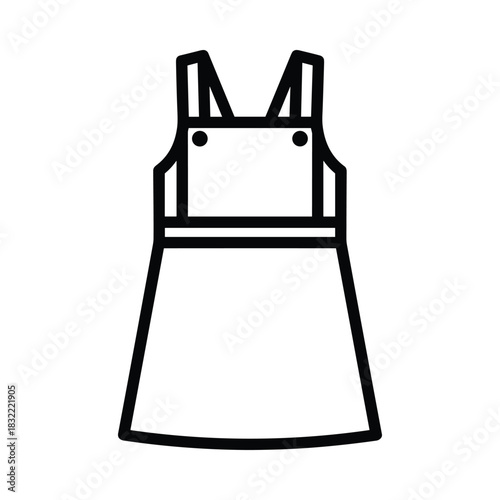 Simple outline drawing of a pinafore dress with straps and a bib front