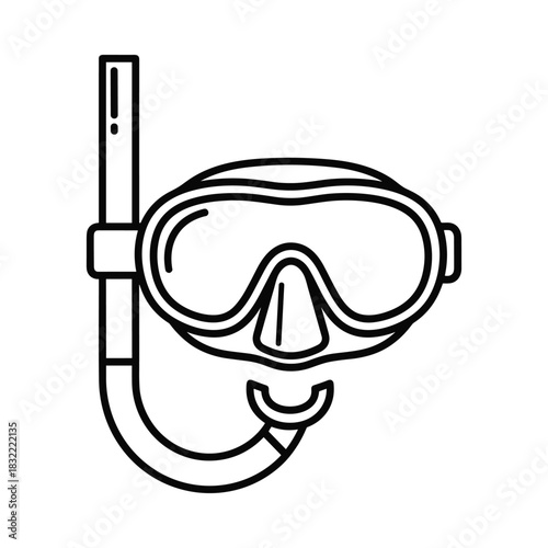 Simple line art icon of a snorkel mask and tube for underwater exploration