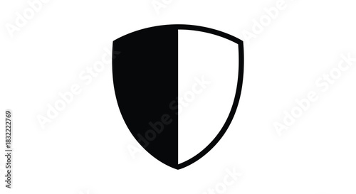 A striking black and white shield design with a clean modern aesthetic silhouette