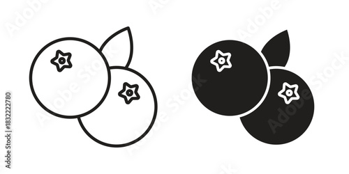 Blueberry icon symbol. Classic flat and linr style