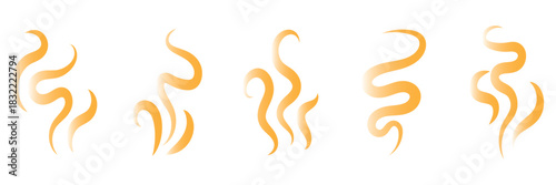 Abstract smoke swirl vector set – wispy steam stems, curling mist plumes and wavy vapor elements icons isolated on transparent background for decorative design, aroma concept