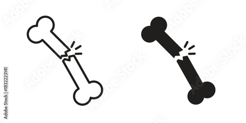 Broken bone icon symbol. Classic flat and linr style