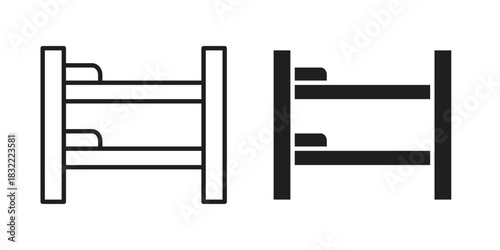 Bunk bed icon symbol. Classic flat and linr style