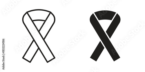 Cancer ribbon icon symbol. Classic flat and linr style